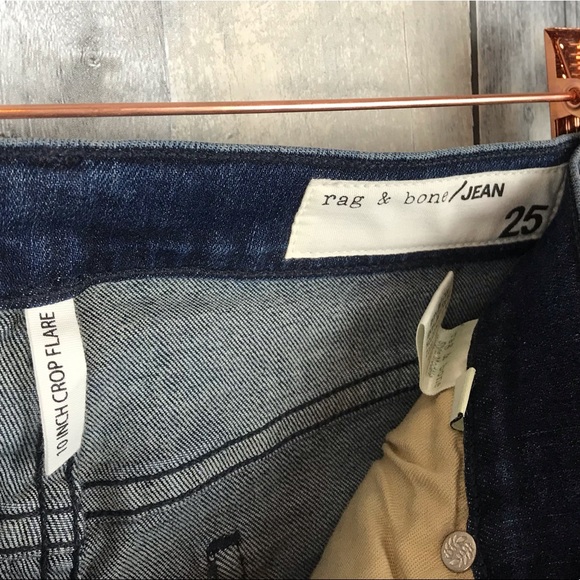 Rag & Bone Indigo Embroidery 10” Crop Flare Sz 25 - Picture 6 of 8